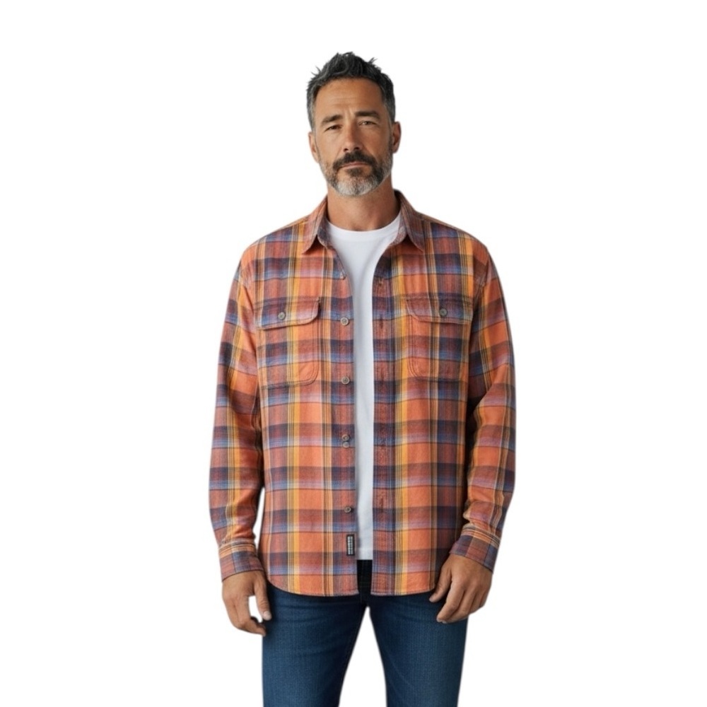 Duluth Trading Co. Men’s Free Swingin Flannel Plaid Relaxed Fit Gorpcore Shirt
